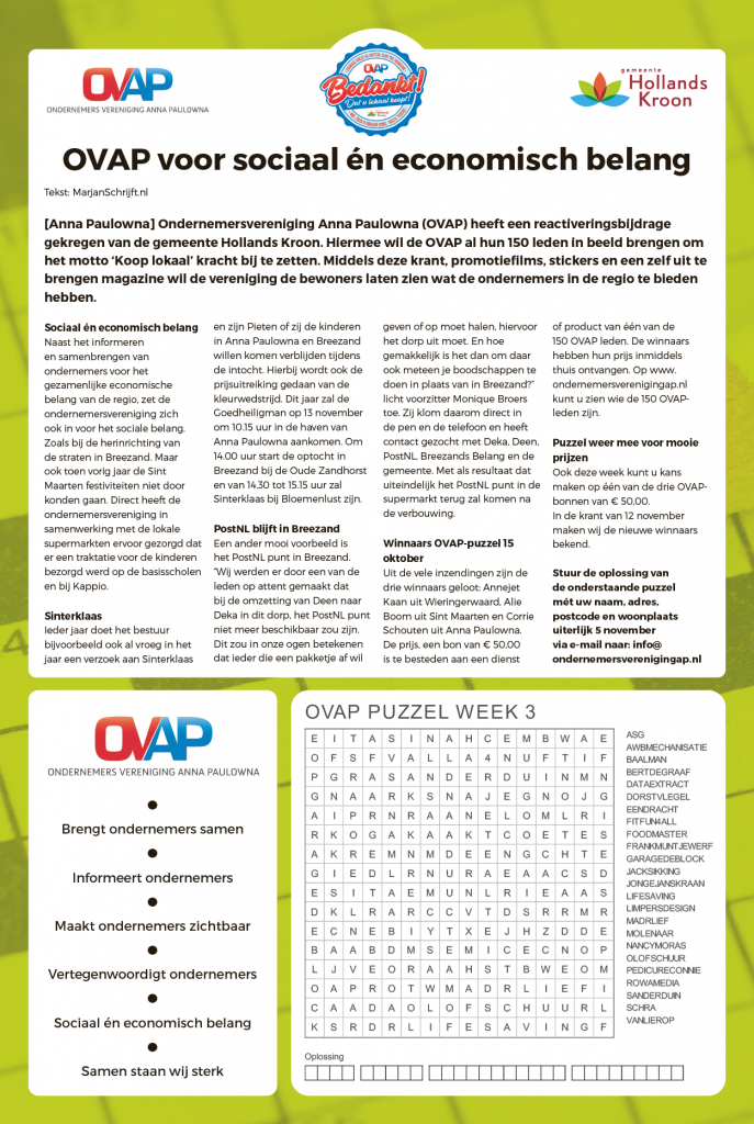 behang Doorlaatbaarheid Alice Puzzel mee met de OVAP 3! - www.ondernemersverenigingap.nl